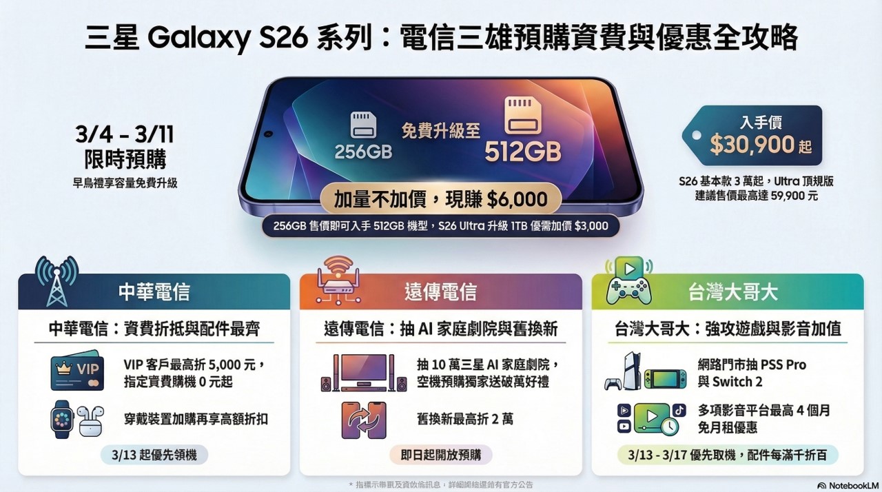 電信三雄三星S26旗艦系列新機預購與電信資費優惠懶人包 - 電腦王阿達 電信三雄三星S26旗艦系列新機預購與電信資費優惠懶人包 - 電腦王阿達