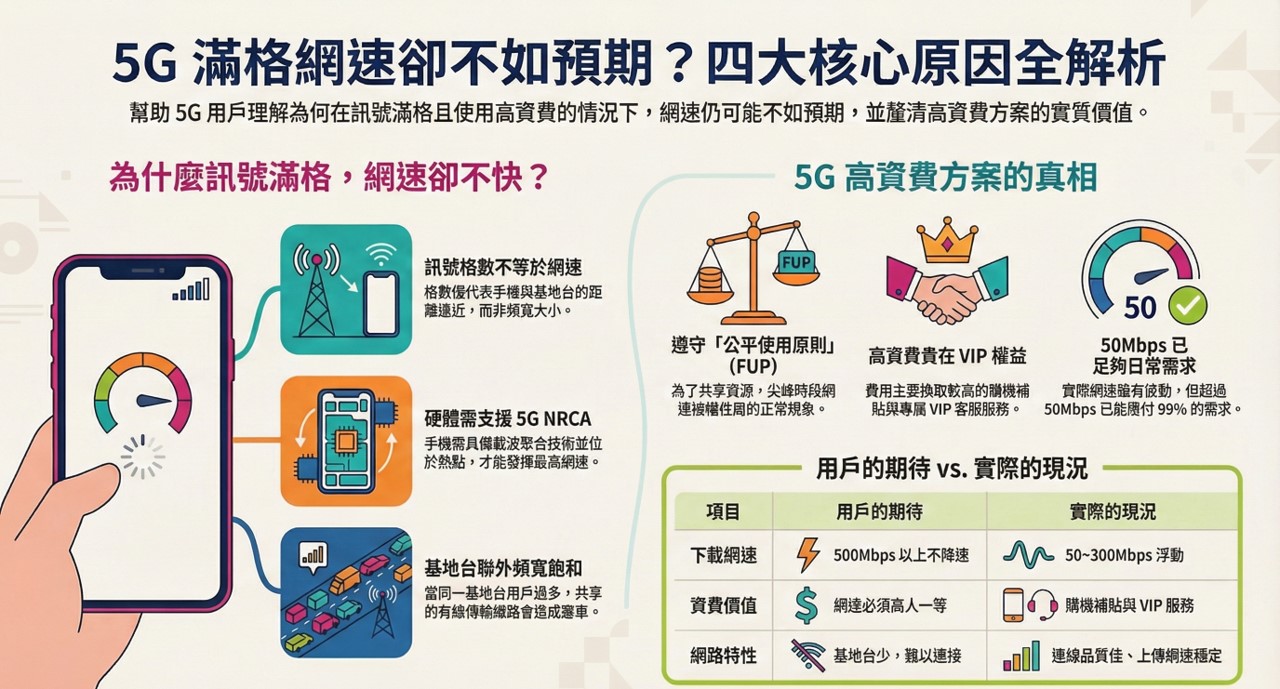 明明申請5G高資費上網吃到飽訊號還滿格,為何網速不如預期? - 電腦王阿達 明明申請5G高資費上網吃到飽訊號還滿格,為何網速不如預期? - 電腦王阿達