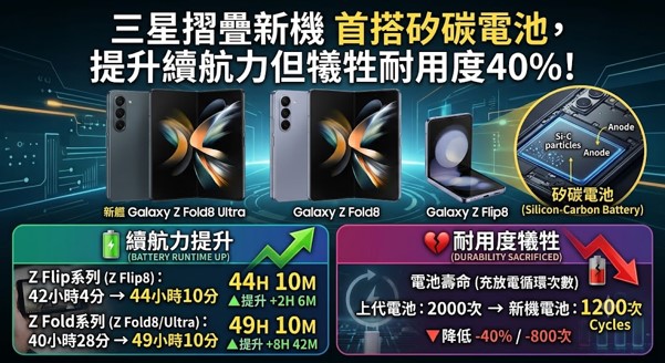 三星旗艦摺疊新機首搭矽碳電池,增加續航力卻犧牲耐用度40%! - 電腦王阿達 三星旗艦摺疊新機首搭矽碳電池,增加續航力卻犧牲耐用度40%! - 電腦王阿達
