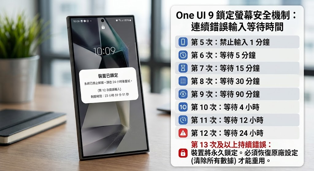 三星 One UI 9啟用新鎖定螢幕安全機制,連續 13 次解錯密碼將永久鎖機! - 電腦王阿達 三星 One UI 9啟用新鎖定螢幕安全機制,連續 13 次解錯密碼將永久鎖機! - 電腦王阿達